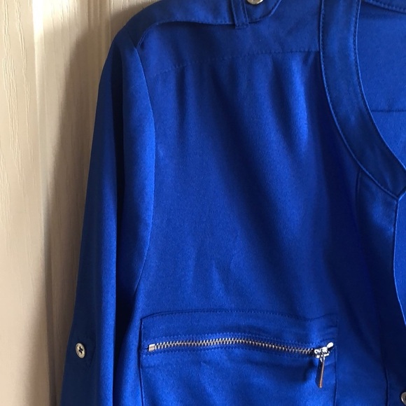 Calvin Klein Womans LS Blue Shirt Size M 100% Polyester - Picture 2 of 8